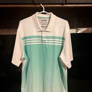 adidas White and Mint Green Men’s Polo Shirt